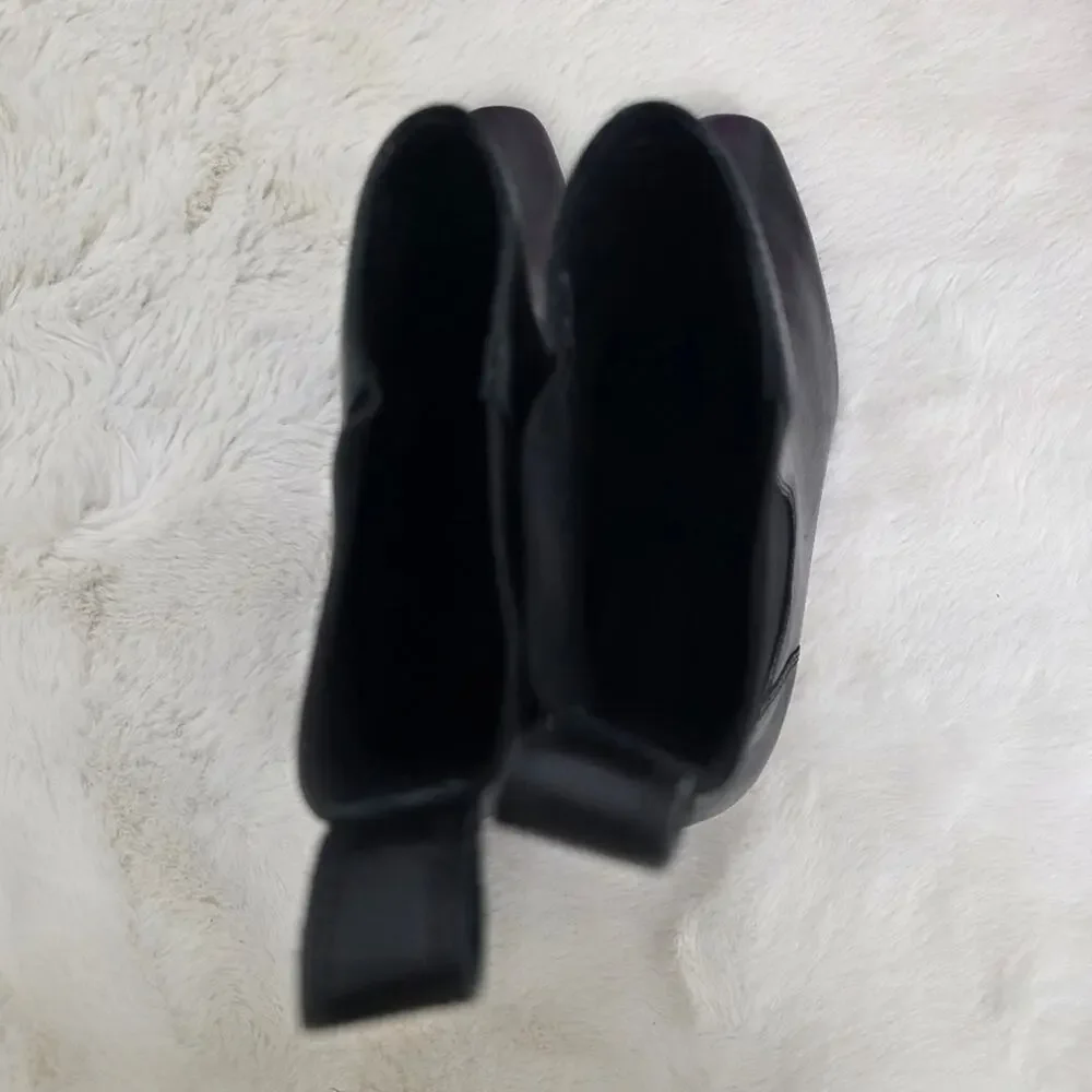 Madewell The Dimes Black Leather Chelsea Boot Kitten Heel Ankle Bootie 7.5 NEW